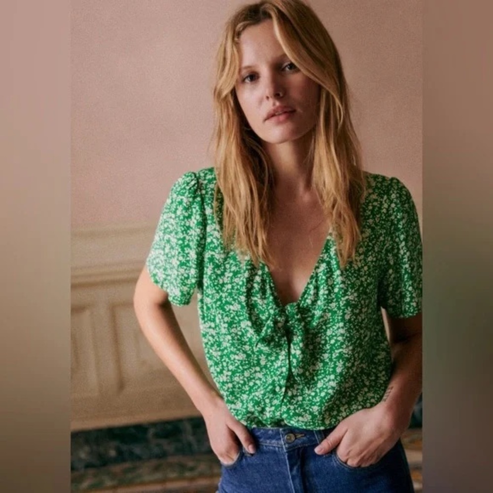 Sezane green eloine blouse - 40